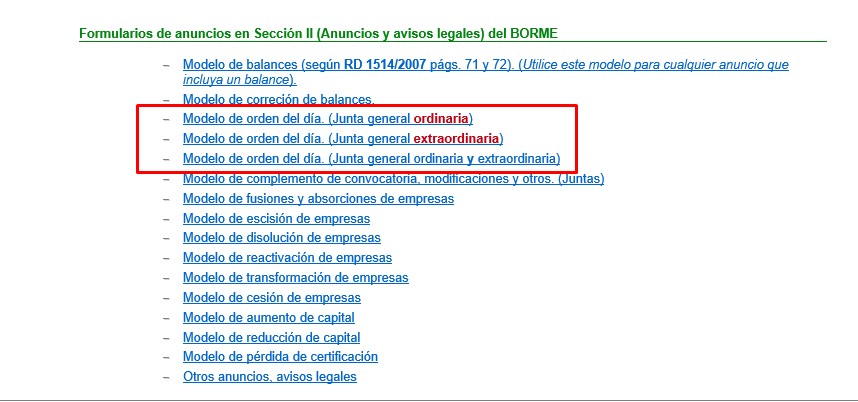 Cambio normativa BORME